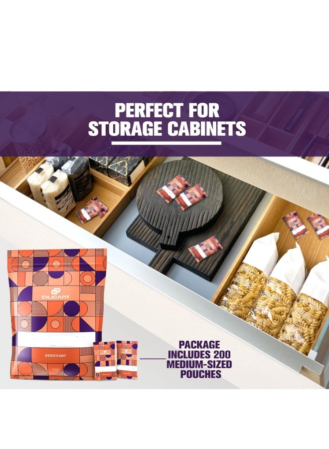 CILICAnT مزيل الرطوبة CILICAnT Absorpak، متوسط ​​الحجم - 200 كيس (حوالي 5 جرام لكل كيس) للاستخدام المنزلي، والجلود، والتخزين، والإلكترونيات - ماصات الرطوبة - Image 5