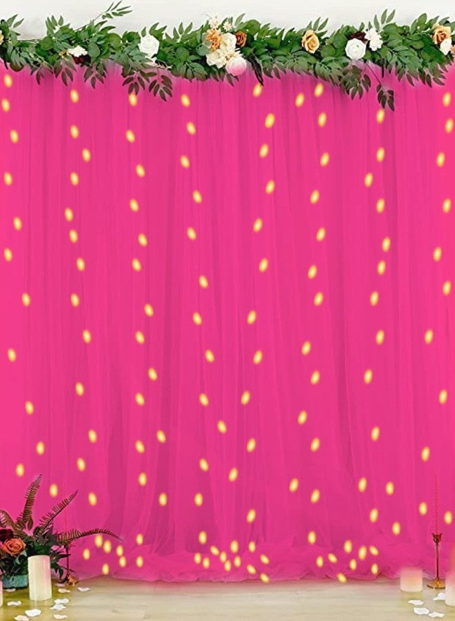 Hemito 6 Pc Cabana Tent for Birthday Decoration Canopy Tent for Decortion Outdoor Bedroom with Led Fairy Light Hook and Ribbon for Birthdays,Christmas,Anniversary,Tulle White net Curtain Cloth(Pink) - Image 1