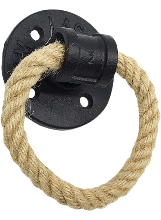 klarako Drawer Pull Handle Vintage Hemp Rope Barn Door Handle Cupboard Cabinet Drawer Pull Ring Metal Gate Pull Handle for Gate, Closet, Bedrooms, Sliding Door 1pc - Image 1