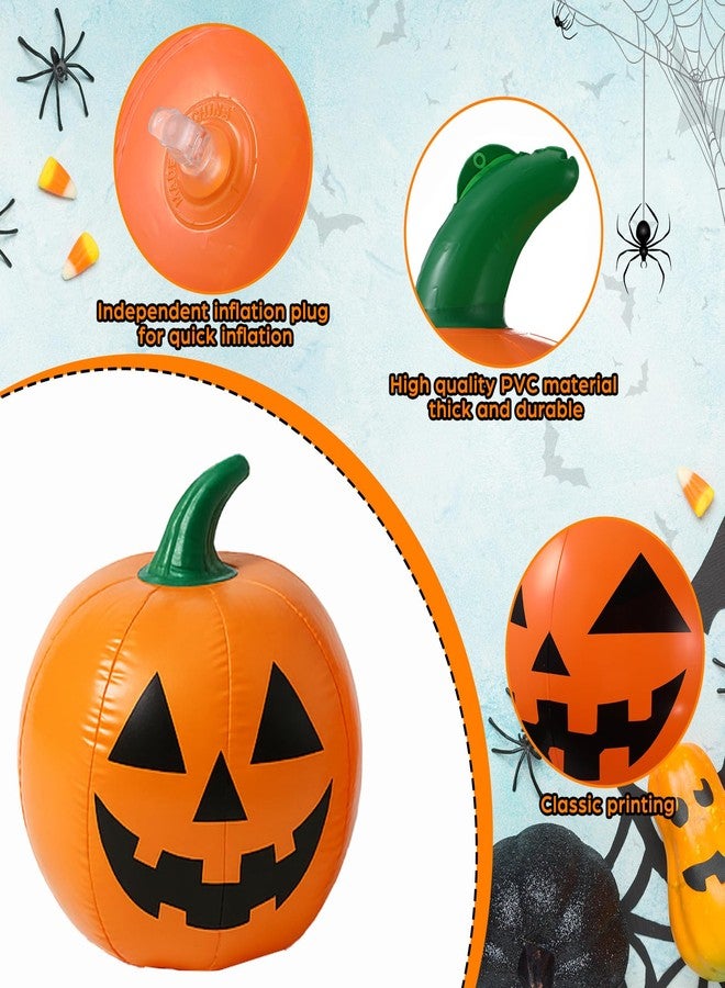 Vertintong 12 Pcs Halloween Pumpkin Beach Balls Inflatable Decorations 14 Inches Plastic Jack O Lantern Party Decoration Inflatable for Halloween Yard, Garden, and Lawn - Image 3