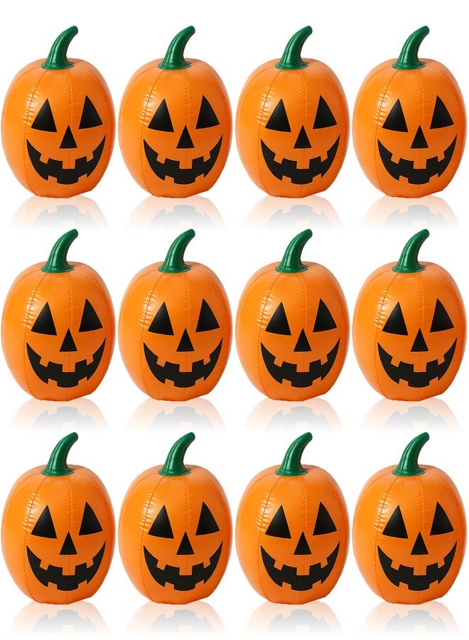 Vertintong 12 Pcs Halloween Pumpkin Beach Balls Inflatable Decorations 14 Inches Plastic Jack O Lantern Party Decoration Inflatable for Halloween Yard, Garden, and Lawn - Image 1