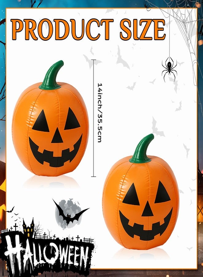 Vertintong 12 Pcs Halloween Pumpkin Beach Balls Inflatable Decorations 14 Inches Plastic Jack O Lantern Party Decoration Inflatable for Halloween Yard, Garden, and Lawn - Image 2