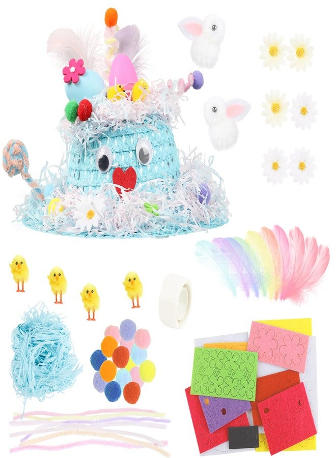 DERAYEE Easter Bonnet Kit Kids, Make Your Own Easter Bonnet Hat Craft for Kids Boys Girls DIY Easter Bonnet Decorations Spring Fun Activities - Image 1