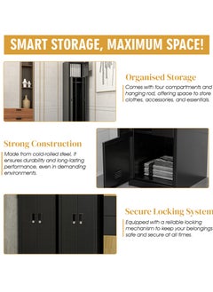 RIGID Steel L-Shape Locker Black 180x38x45.7cm  - Image 4