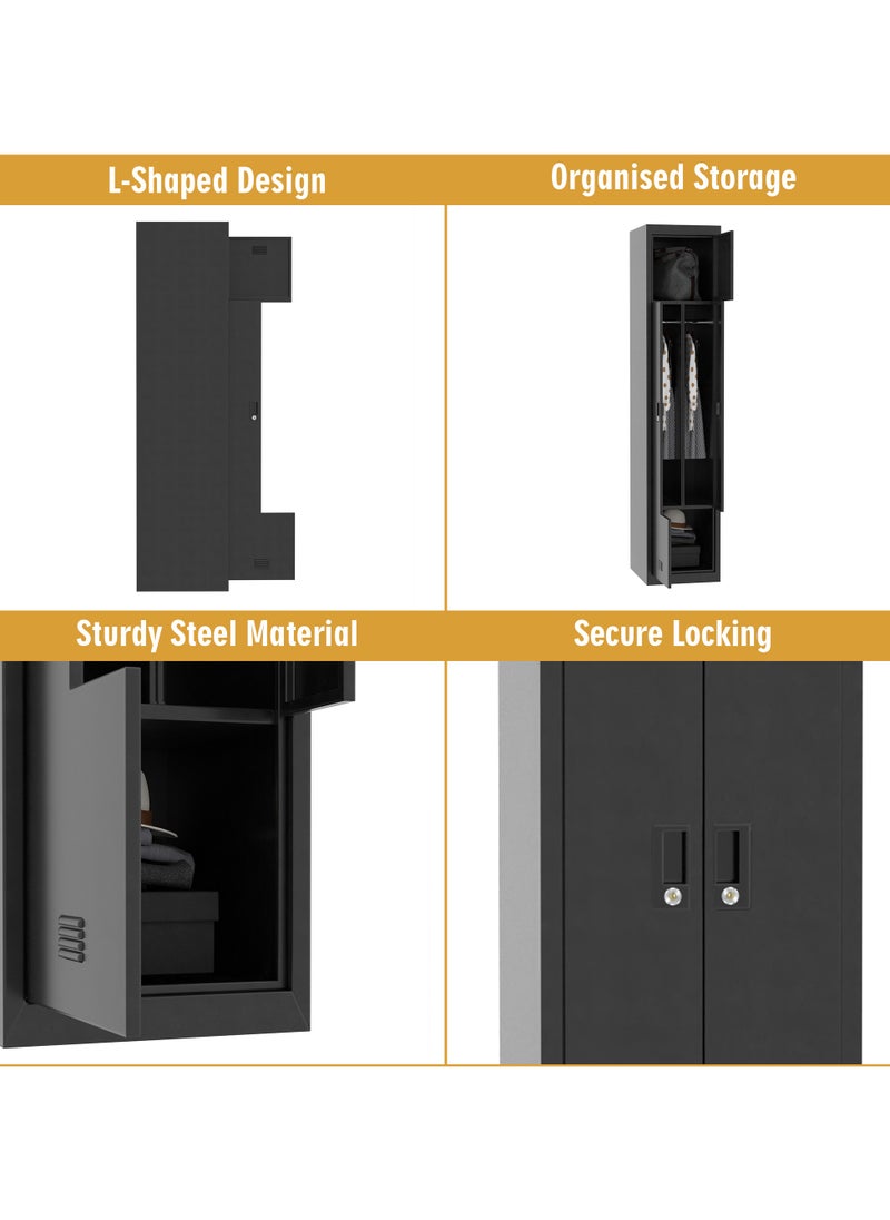 RIGID Steel L-Shape Locker Black 180x38x45.7cm  - Image 3