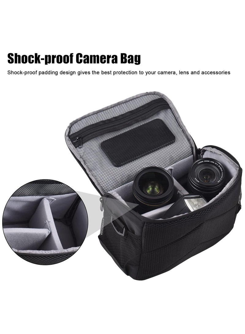 Hihonor Padded Camera Bag Travel Camera Shoulder Bag Water-Resistant Shock-Proof Camera Case Messenger Bag for DSLR/SLR/Mirrorless Camera Case with Removable Dividers  - Image 4