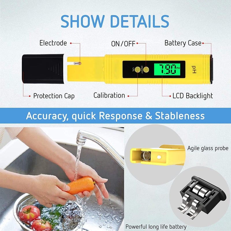 Angju PH Meter & TDS Meter Combo, Upgraded Backlight PH TDS EC & Temperature 4-in-1 Water Quality Tester, High Accuracy Digital Water Tester for Household Drinking, Pool and Aquarium - Image 4