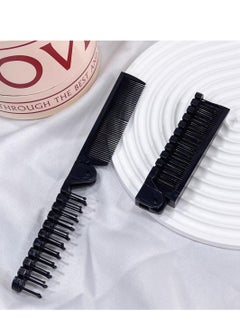 Generic Travel Foldable Brush Comb Portable Folding Comb, Anti-static Hair Comb Mini Pocket Comb, Dual Hair Brush Hairdressing Tools Plastic Folding Comb for Men, Women (Black)  - Image 1
