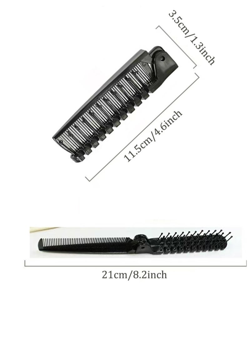 Travel Foldable Brush Comb Portable Folding Comb, Anti-static Hair Comb Mini Pocket Comb, Dual Hair Brush Hairdressing Tools Plastic Folding Comb for Men, Women (Black) - Image 5