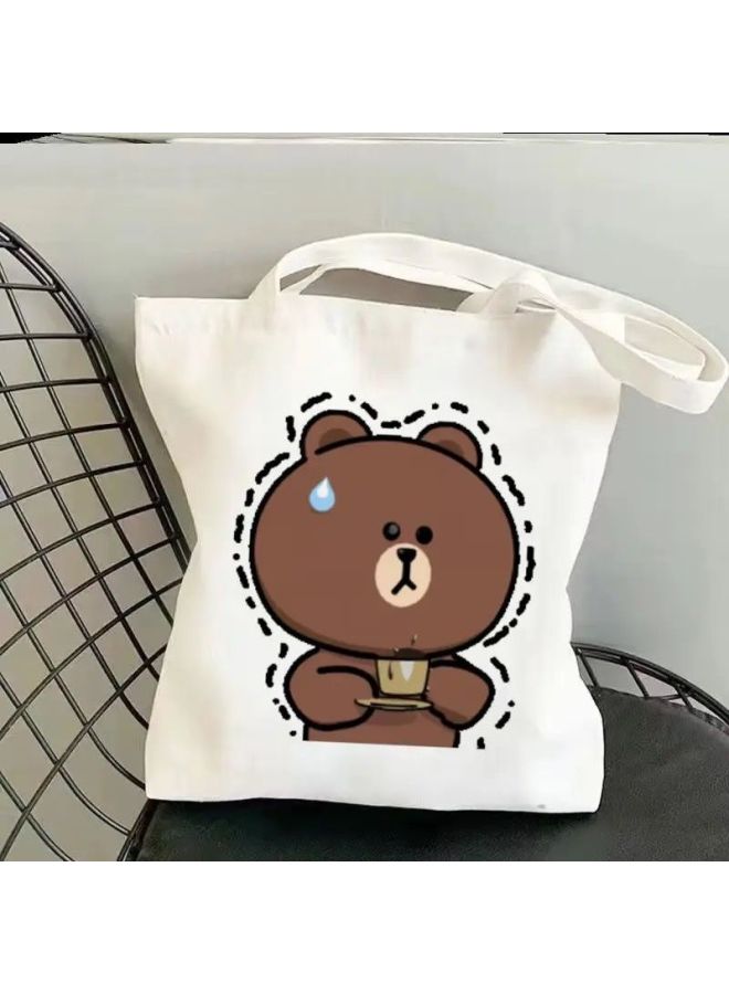 Lovable Bear Student Canvas Bag Ins Small Crowd Large Capacity High-value Out-of-home Shoulder Tutsbag Couples-Specifications:Standard-Color:15 Upgraded Model-high Quality** Zipper+inner Pocket*/