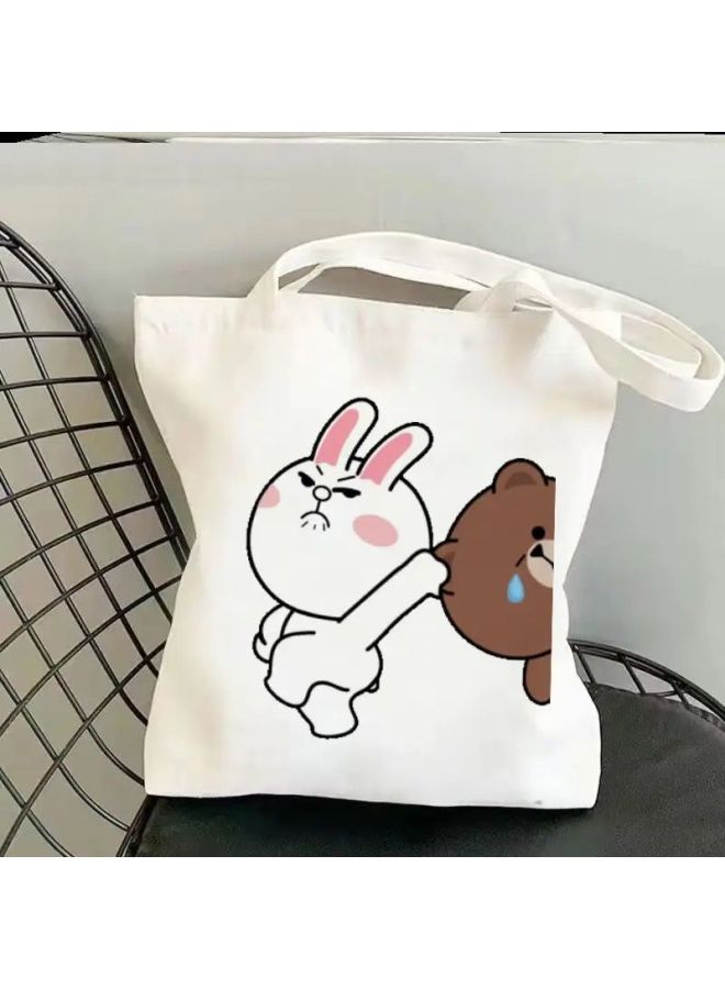 Lovable Bear Student Canvas Bag Ins Small Crowd Large Capacity High-value Out-of-home Shoulder Tutsbag Couples-Specifications:Standard-Color:15 Upgraded Model-high Quality** Zipper+inner Pocket*/