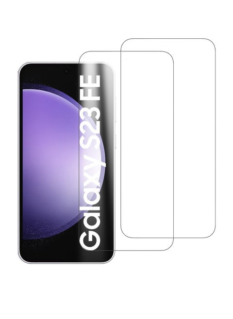 2 Pack Samsung Galaxy S23 FE Screen Protector With Glass Tempered Bubble Free With Anti-Scratch With Anti-Fingerprint With 9H Hardness 2.5D Curved Edge Screen Protection