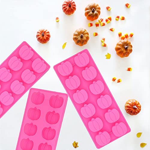 Meajore 3 Pcs Thanksgiving Molds Mini Silicone Pumpkin Mold Used to Make thanksgiving Cake Decoration, thanksgiving Pumpkin Chocolate, Gummies Candy, Christmas Candy (Pink) - Image 2