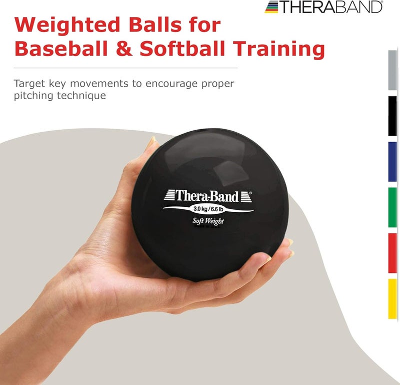 TheraBand Soft Weight, 4.5" Diameter Hand Held Ball Shaped Isotonic Weight for Strength Training and Rehab Exercises - Image 2