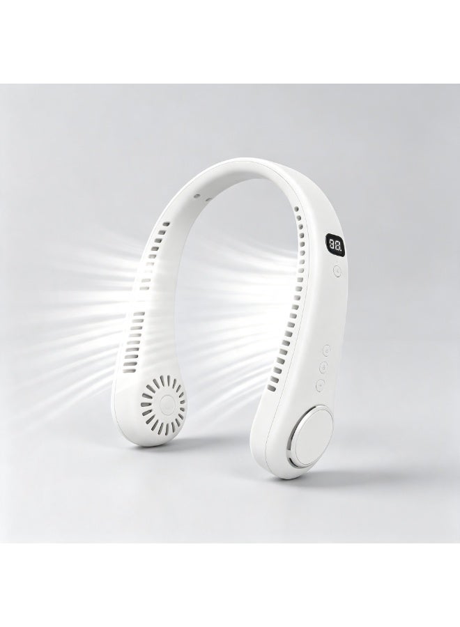 مروحة عنق بدون شفرات، تهوية محيطية 360 درجة قابلة لإعادة الشحن عبر يو إس بي محمولة - Image 2