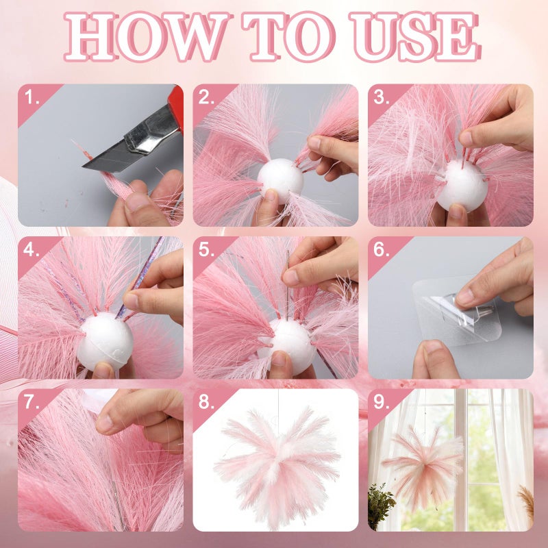Maysing Pink Pampas Grass Party Decoration for Wedding Home Fireworks Design DIY Artificial Pampas Grass Hanging Decoration for DIY Crafts Bedroom Wedding Bridal Shower Cafe Shop Photo Props - Image 4