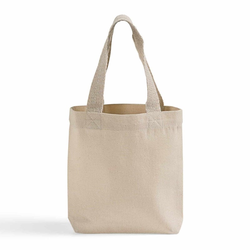 TBF Mini Cotton Canvas Tote Bags with Gusset â€“ 12 Pack Small Reusable Gift Bags with Handles, Canvas Tote Bulk, 8 Inch, Natural - Image 1
