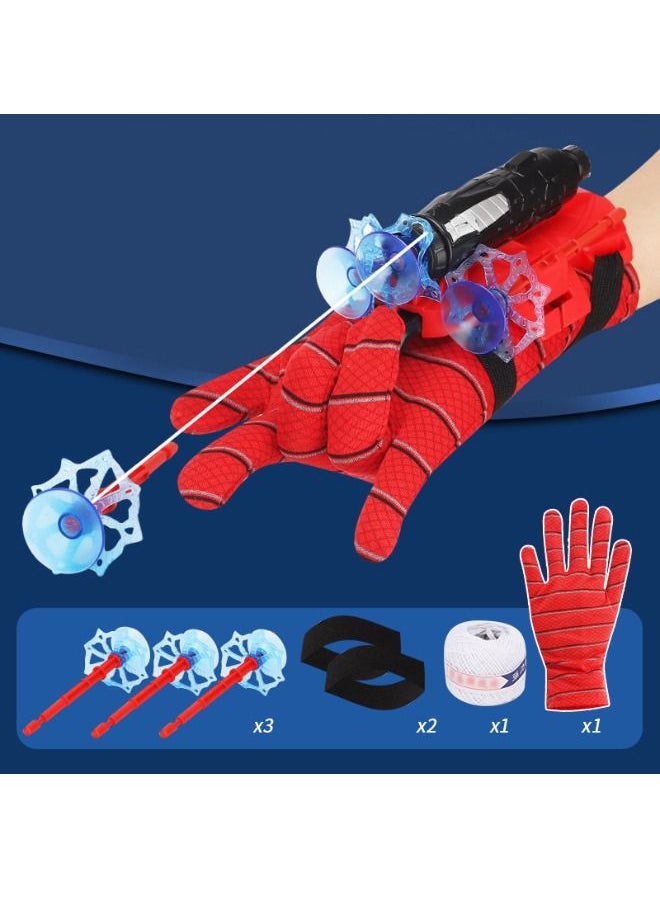 Superhero قفازات قاذفة لسبايدرمان، مجموعة ألعاب المعصم قاذفة البطل، مطلق النار على شبكة الإنترنت للبطل الخارق للأطفال، ألعاب المعصم قاذفة العنكبوت زي تأثيري هدية دعائم البطل  - Image 1