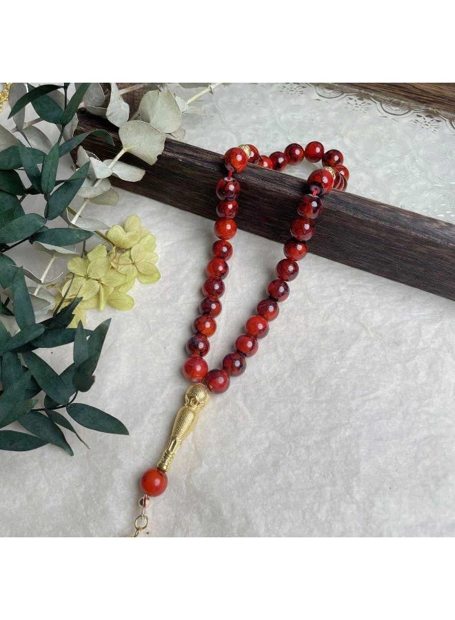 NIBEMINENT 33 Muslim Prayer Beads Dark Red/10mm 