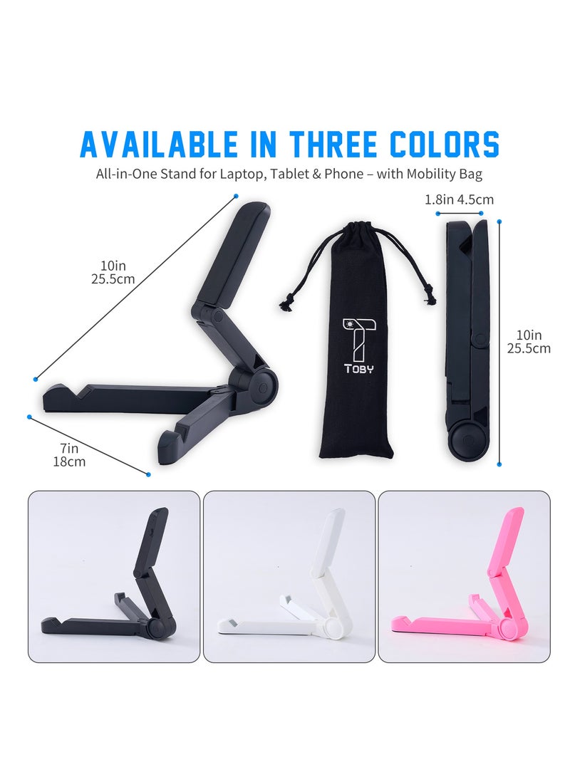 Toby Adjustable Multi-Use Phone and Tablet Stand In three different colors Black, pink, white– Mobile Holder for Bed and Desk, Compatible with iPhone, Samsung, and iPad - Image 5