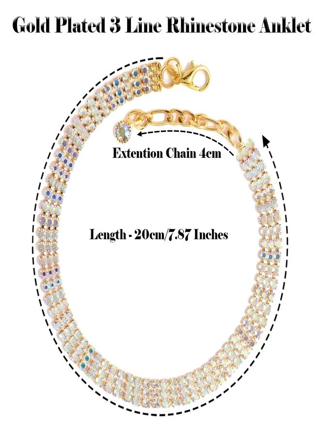 VAMA FASHIONS Golden Crystal Rhinestone Payal Anklet Toes Foot Chain Single Ankle Anklets For Girls Women - Image 3