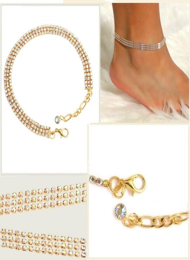 VAMA FASHIONS Golden Crystal Rhinestone Payal Anklet Toes Foot Chain Single Ankle Anklets For Girls Women - Image 2