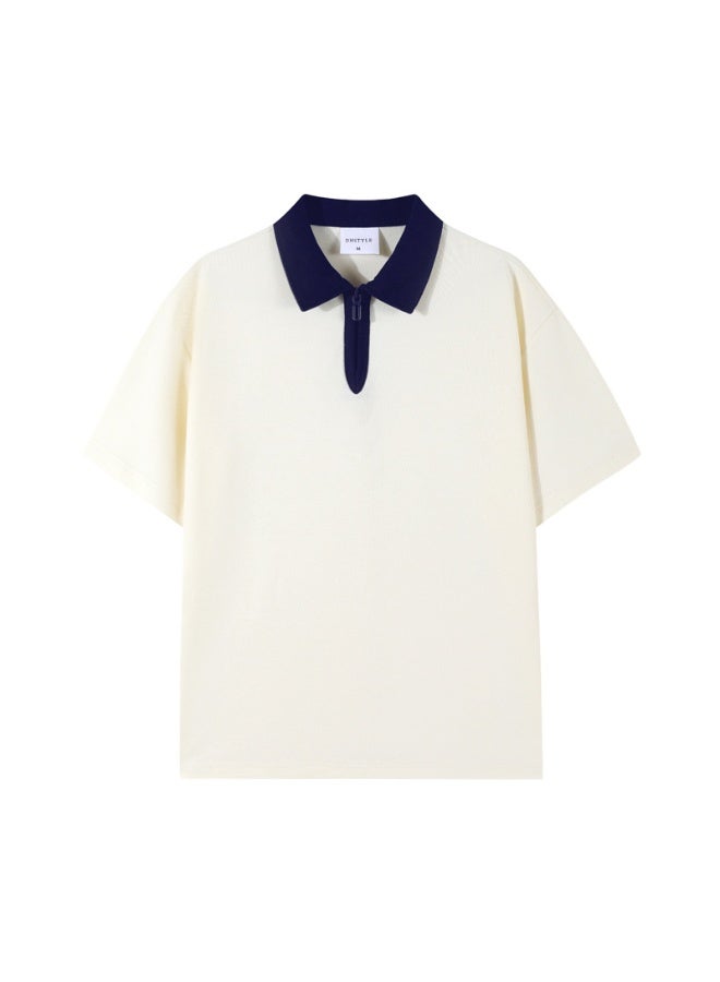 Half Zip Workwear Polo Shirt Short Sleeve Restaurant Coffee Shop Uniform Breathable Summer Casual Top - Image 1
