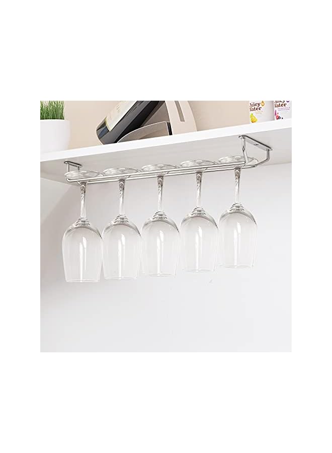 jaexest 15.7 Inch Stainless Steel Wine Gl Rack Under Cabinet Stemware Rack, Wine Glass Hanger Rack Wire Wine Glass Holder Storage Hanger for Cabinet Kitchen Bar (2) - Image 4