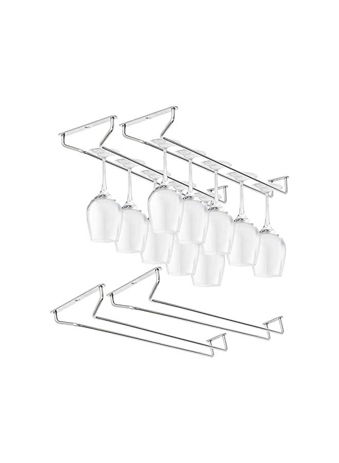jaexest 15.7 Inch Stainless Steel Wine Gl Rack Under Cabinet Stemware Rack, Wine Glass Hanger Rack Wire Wine Glass Holder Storage Hanger for Cabinet Kitchen Bar (2) - Image 1