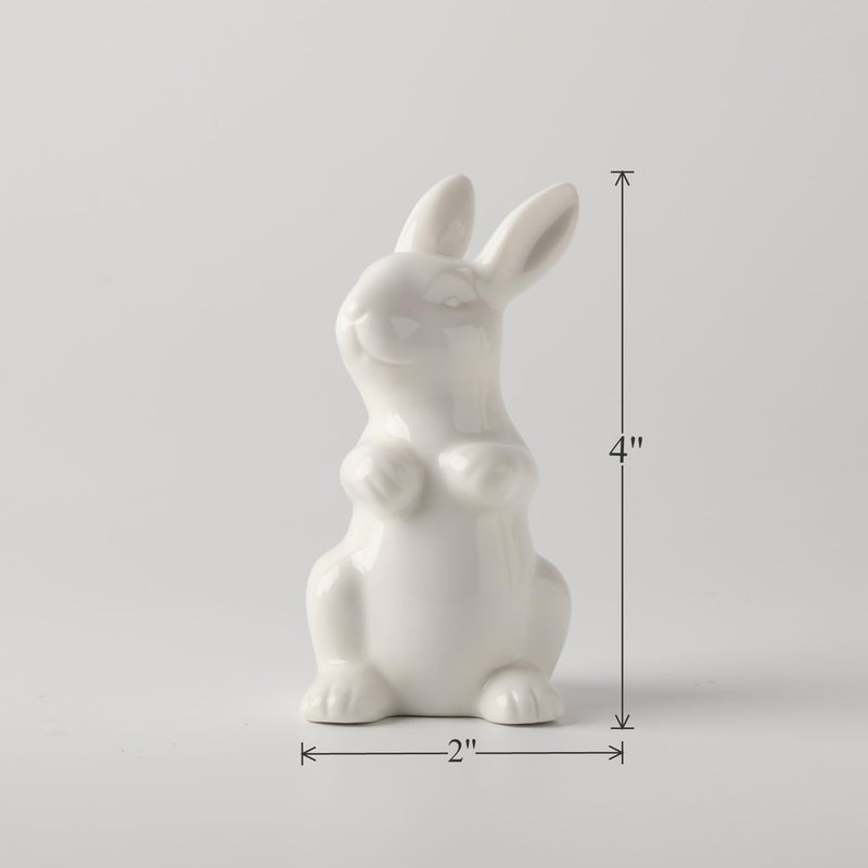 GOODSTART Ceramic Bunny Rabbits Easter Bunny Figurine Porcelain Modern Art Home Decoration, Statues for Spring Home Decor, Easter Decorations Rabbit Figurines - Image 3