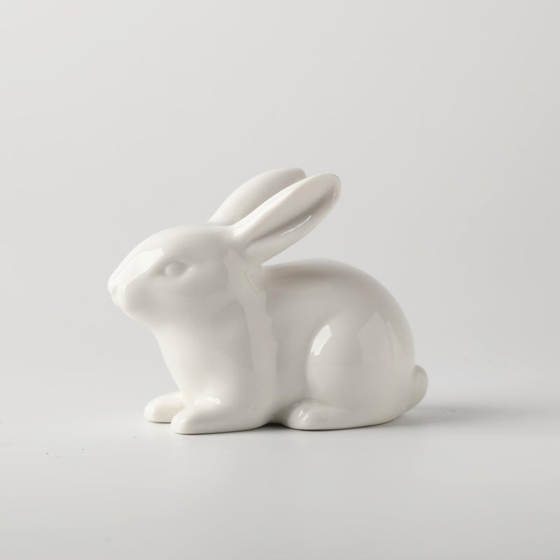 GOODSTART Ceramic Bunny Rabbits Easter Bunny Figurine Porcelain Modern Art Home Decoration, Statues for Spring Home Decor, Easter Decorations Rabbit Figurines - Image 4
