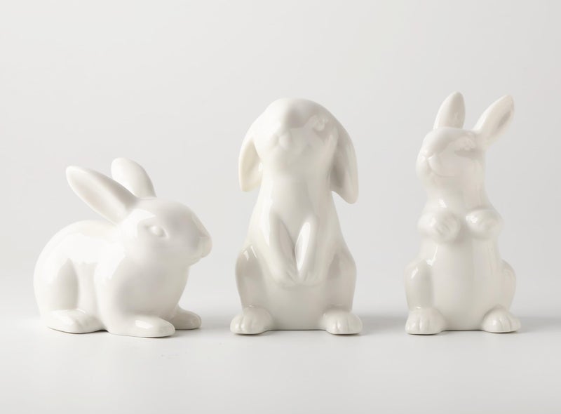 GOODSTART Ceramic Bunny Rabbits Easter Bunny Figurine Porcelain Modern Art Home Decoration, Statues for Spring Home Decor, Easter Decorations Rabbit Figurines - Image 1