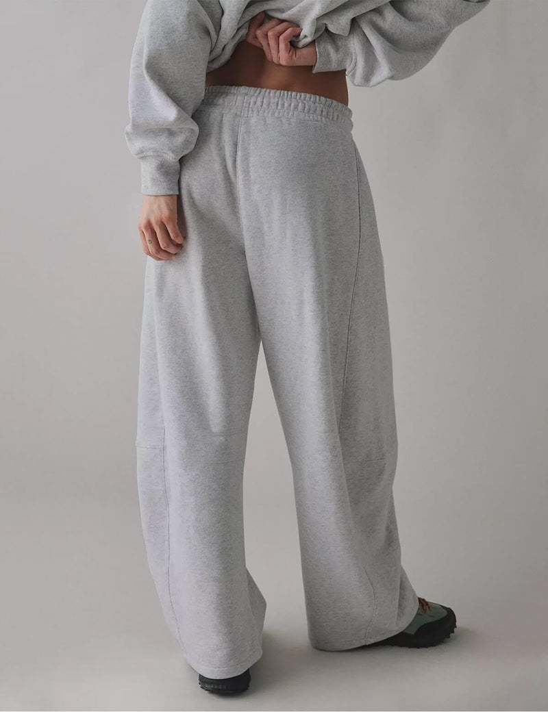 HeSaYep Women's Wide Leg Barrel Sweatpants Fleece Lined Baggy Sweat Pants Drawstring High Waisted Casual Pants Cotton Palazzo Trousers with Pockets Grey XS - Image 2