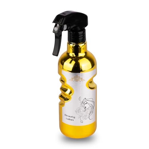 KRESHU 500ML Spray Water Bottle Ultra-Fine Mist Spray Water Gun Hairdressing Sprayer Styling Tools for Styling Salon Hair Barber Skin Care Bottle Mist Bottle Pressure Pump Flowers (Gold, Pack of 1) - Image 1