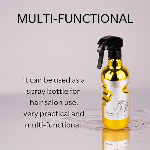 KRESHU 500ML Spray Water Bottle Ultra-Fine Mist Spray Water Gun Hairdressing Sprayer Styling Tools for Styling Salon Hair Barber Skin Care Bottle Mist Bottle Pressure Pump Flowers (Gold, Pack of 1) - Image 5
