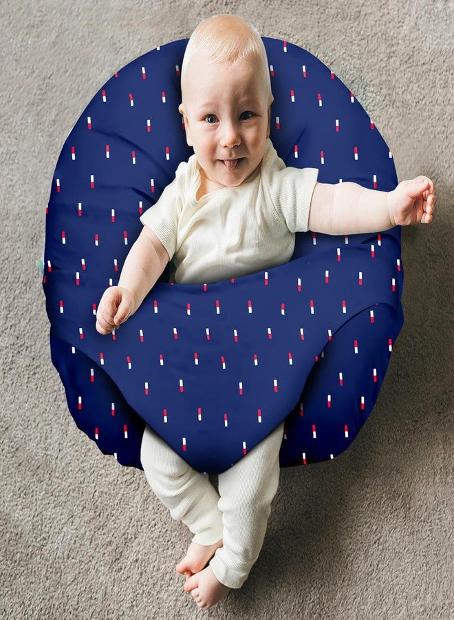 GET IT Premium 2 in 1 Baby Breast Feeding Pillow with Detachable Cover | Newborn Nursing Pillow with Zip Buckle Adjustment | Infant Support for Baby and Mom Breastfeeding-V Model Navy Blue Print - Image 1
