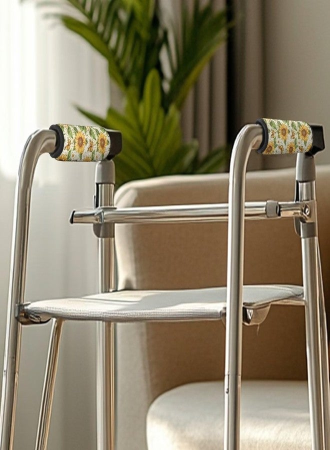 Babrukda Sunflower Butterfly Walker Handle Cover Poster Letter Walker Hand Grips Cover with Hook and Loop Soft Cushion Padding for Universal Folding Rolling Crutch Pads for the Elderly - Image 4