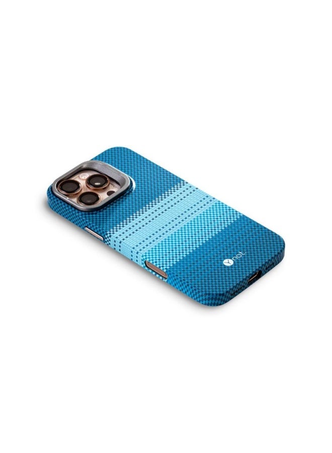 YNOT MagSafe carbon fiber protection case with camera stand for iPhone 16 Pro Max - blue - Image 3