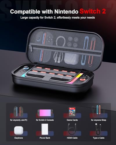 STARTRC GAMES 10 in 1 Switch 2 Accessories Carrying Case Bundle for Nintendo Switch 2 (2025), Portable Hard Shell Travel Case with 2 Screen Protector, Protective Case, 2 Case for Joy-Con and 4 Thumb Grip Caps - Image 2