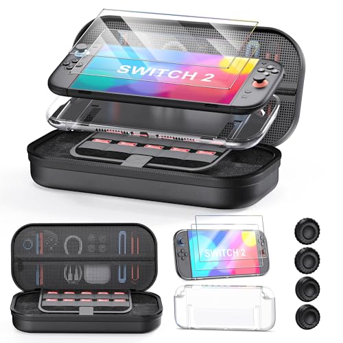 STARTRC GAMES 10 in 1 Switch 2 Accessories Carrying Case Bundle for Nintendo Switch 2 (2025), Portable Hard Shell Travel Case with 2 Screen Protector, Protective Case, 2 Case for Joy-Con and 4 Thumb Grip Caps - Image 1