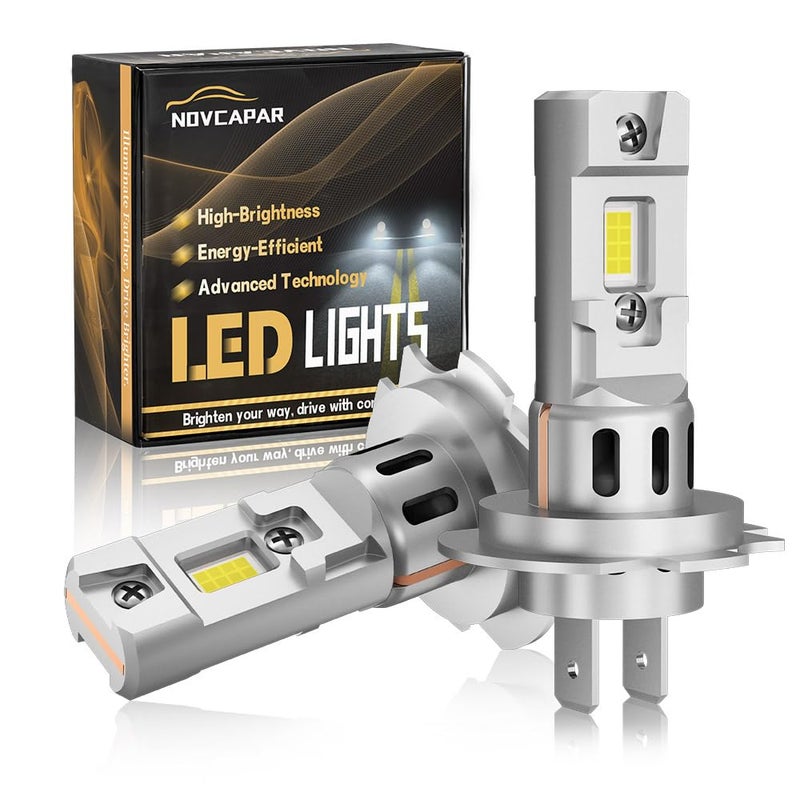 NOVCAPAR H7 LED Blubs 30000LM Super Bright High and Low Beam 6500K Cool White 150W with Cooling Fan No Adapter Required 11 Mini Size Plug and Play H7 led Fog Light Bulbs Pack of 2