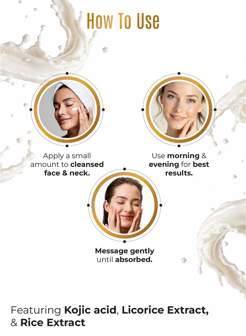 Malika Kojirice Booster Cream 25g | Korean Skin Care Face Moisturizer | Kojic Acid Brightening Cream | Dark Spot Remover for Face | Skin Lightening Cream | Rice Extract Face Cream - Image 4