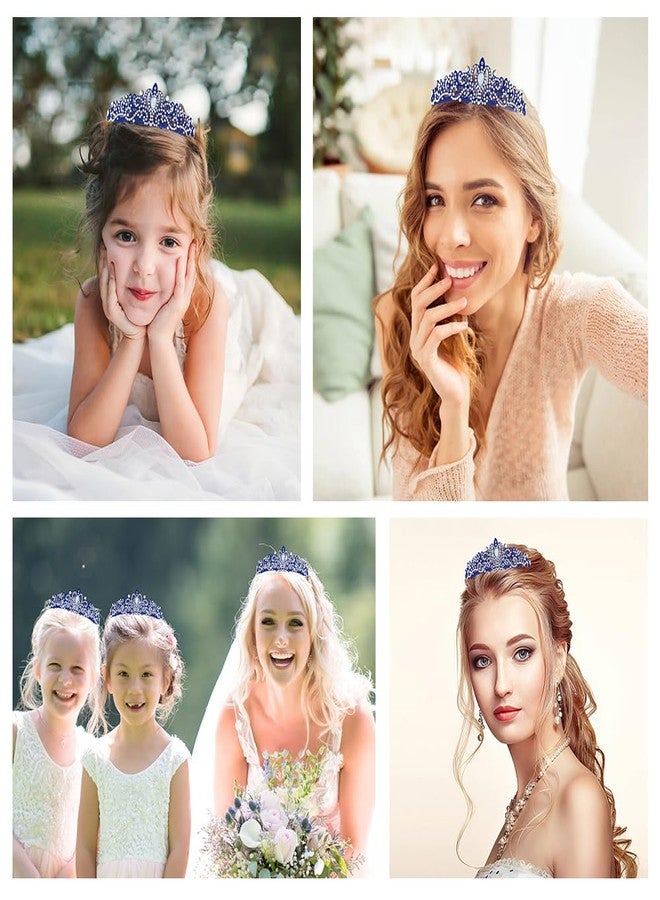 Dayofun تاج عيد ميلاد الأميرة الزرقاء، ووشاح، وزينة تاج للبنات - Image 3