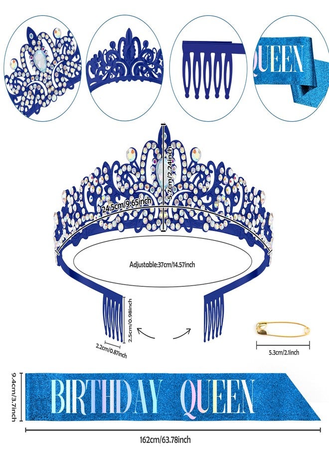 Dayofun تاج عيد ميلاد الأميرة الزرقاء، ووشاح، وزينة تاج للبنات - Image 5