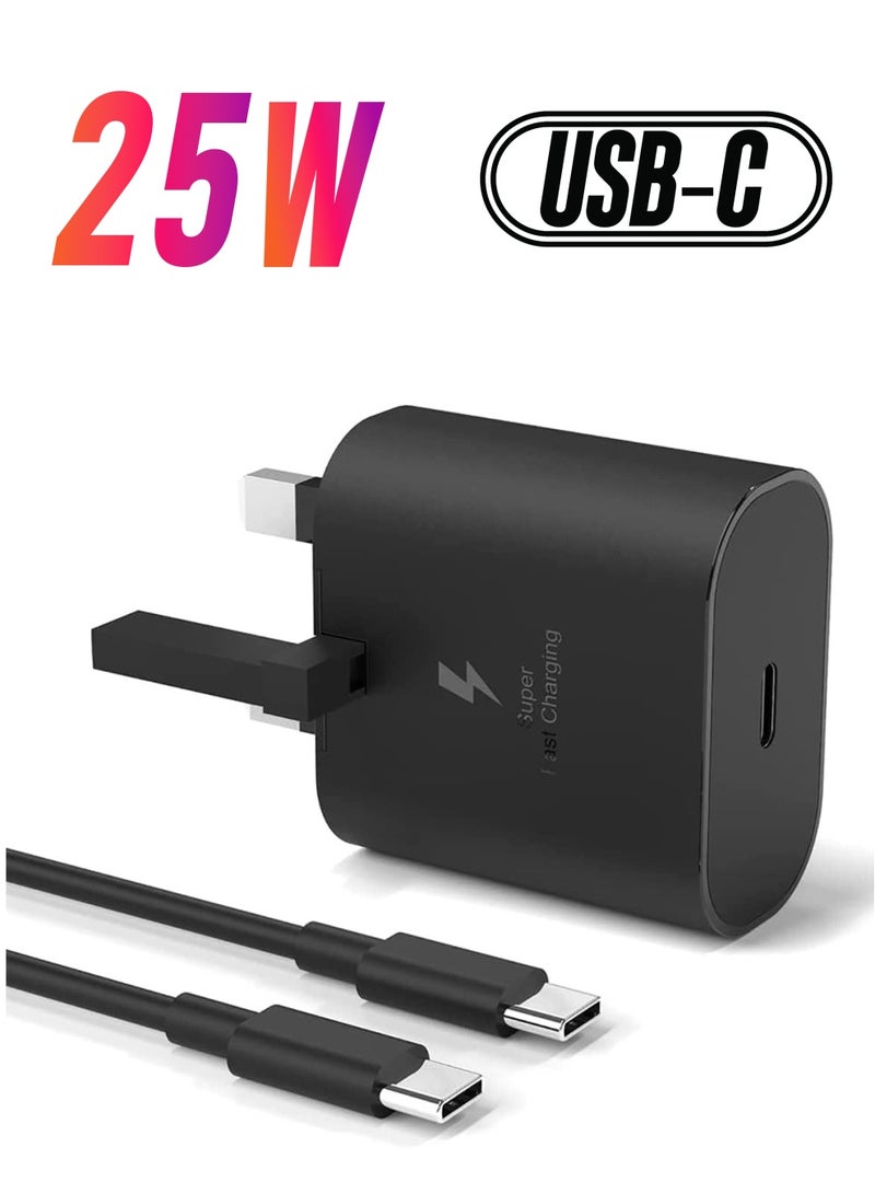 25W PD Fast Charger Adapter, USB C Plug and Cable for Samsung Galaxy S21, S21 FE, S21 Ultra, S22, S23, S23+, S20, Z Flip 4, Z Fold 4, A13, A33, A53