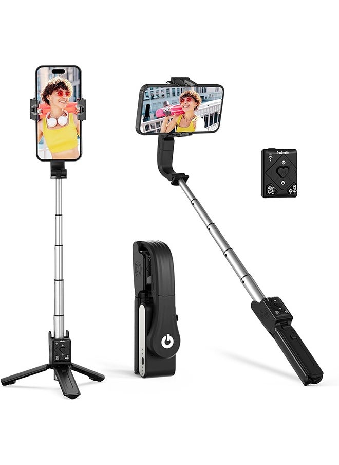 hohem - hohem iSteady Q Gimbal Stabilizer for Smartphone, 1 Axis Selfie Stick Tripod with Face Tracking, 360° Rotation, 4 in 1 Portable Phone Tripod w/Extendable Stick for iPhone 14/Android Video Recording - Image 1