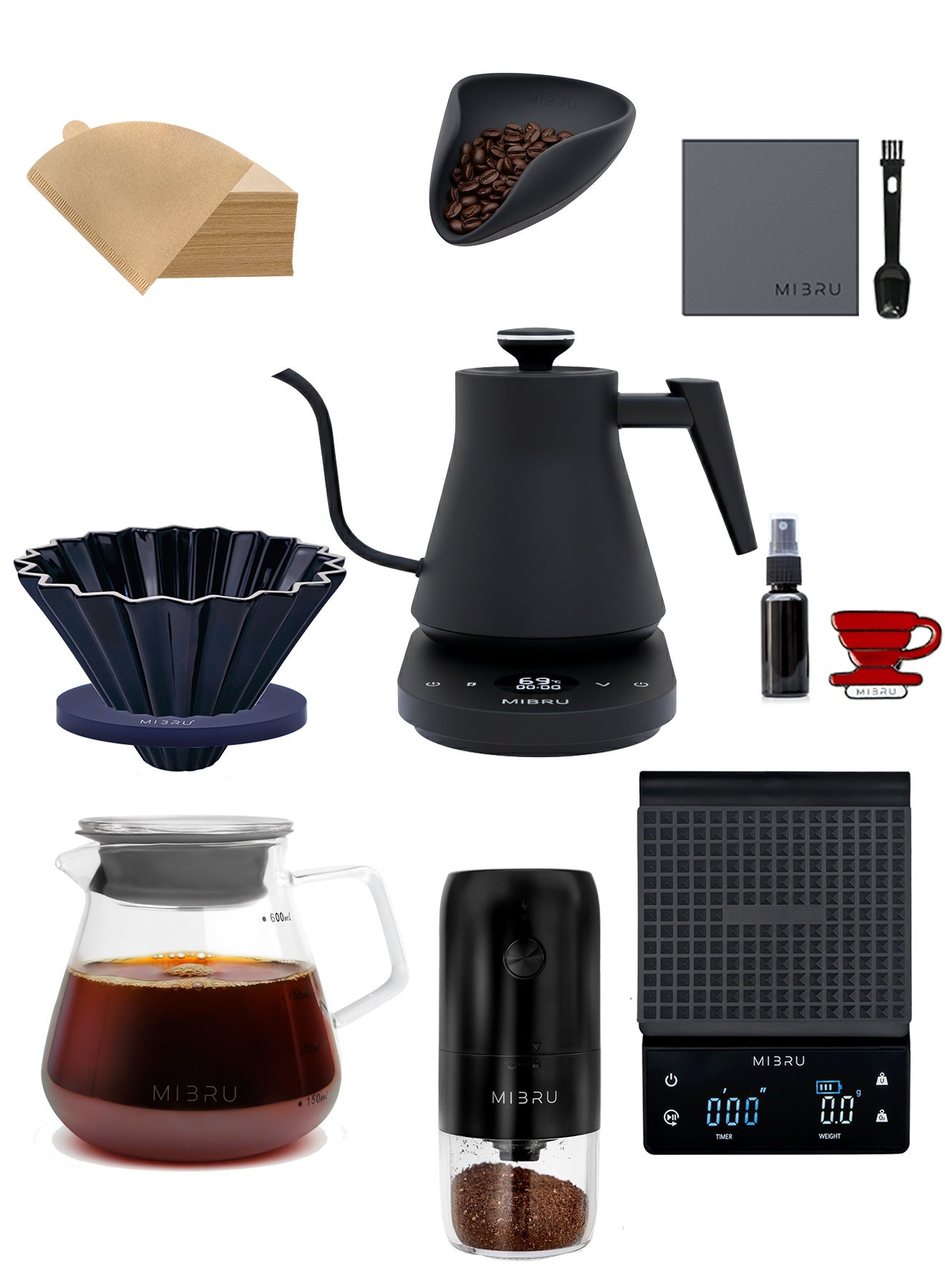 V60 Pour Over Premium Coffee Maker Coffee Set, 9 p...