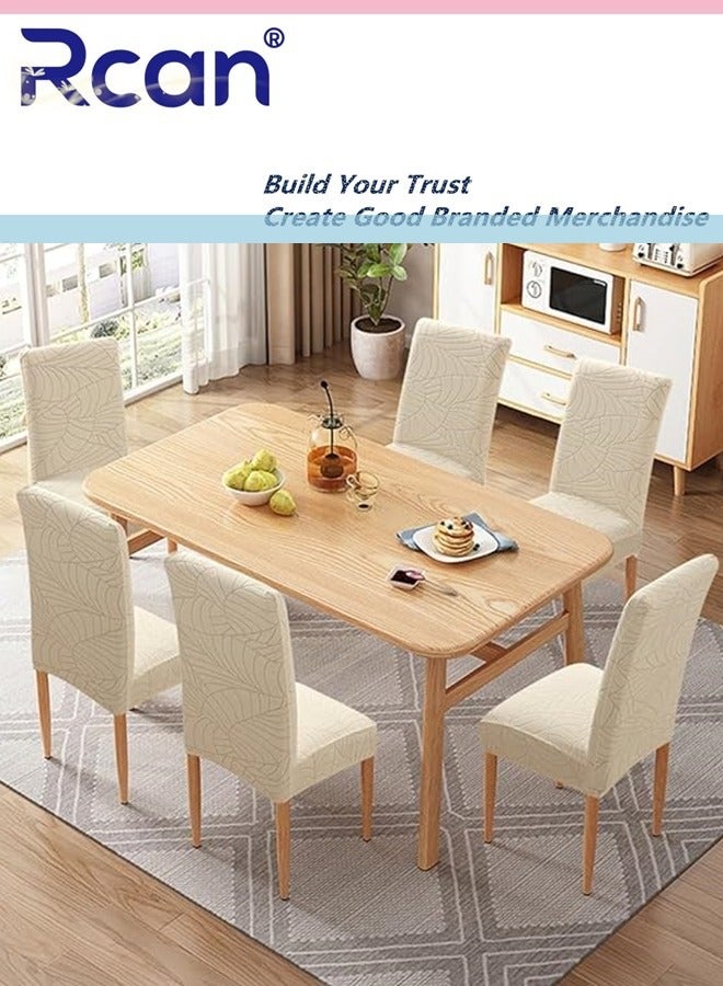 ركان 6 قطع من أغطية الكراسي المقاومة للماء لغرفة الطعام، أغطية كراسي الطعام القابلة للإزالة والغسل من قماش الجاكار المرن، واقي الكراسي للمطبخ والفندق والمطعم - Image 3