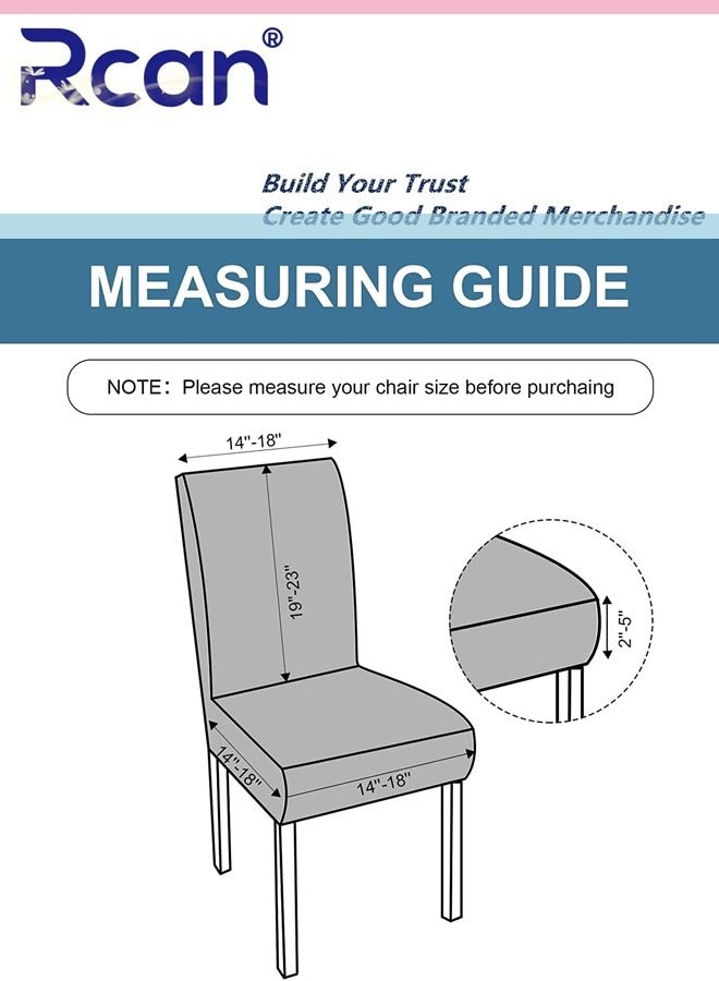 ركان 6 قطع من أغطية الكراسي المقاومة للماء لغرفة الطعام، أغطية كراسي الطعام القابلة للإزالة والغسل من قماش الجاكار المرن، واقي الكراسي للمطبخ والفندق والمطعم - Image 4