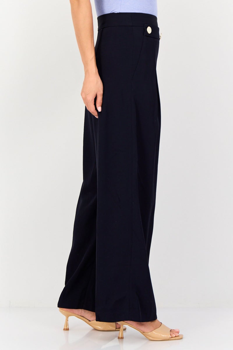 VERO MODA بنطلونات واسعة الساق عادية القياس للنساء من فيرو مودا، لون كحلي داكن - Image 3